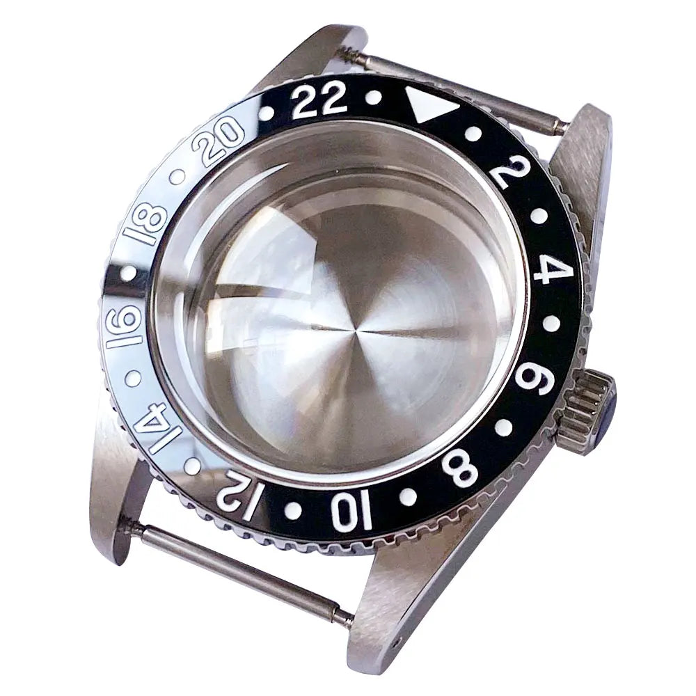 38mm Diver Watch Case GMT Case Stainless Steel Brushed 200M  Fit NH34 GMT NH35 Domed Sapphire Glass Alloy Insert 120 Click Bezel