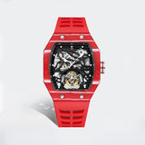 RM Mod AESOP 7035 Flying Tourbillon Watch for Men Carbon Fiber Bezel Top Quality Skeleton Square Sapphire 5ATM