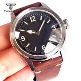 38mm Pilot Watch Tandorio TD158 Vintage Field Watch for Men NH35/ST2130 Sapphire Luminous Glass Back