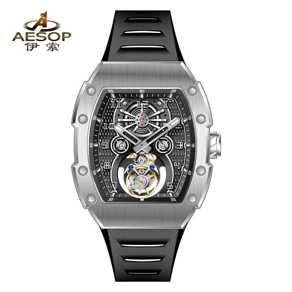 Premium RM Mod Spiderman Flying Tourbillon AESOP 7110 42mm Square Skeleton Luxury Wristwatches Sapphire