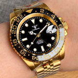 Tandorio Submariner NH34 GMT Watch TD015B Yellow Gold Ceramic 20bar 40mm Sapphire