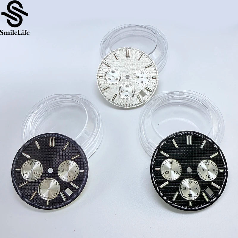 31.8mm Royal Oak Dial  Green Luminous Chronograph Dial Suitable Fit VK63 Quartz Movement modified Watch Parts Accessory 3 Eyes