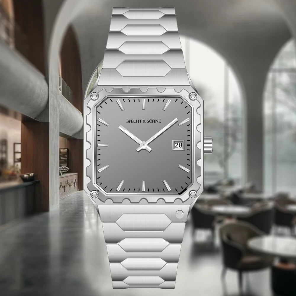 35mm Square 222 Watch Specht & Söhne Japan VX3K Quartz Luminous Sapphire Stainless Steel 5ATM