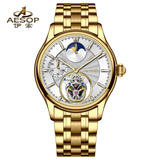 Flying Tourbillon Moon Phase Watch AESOP 7118 42mm Subsecond Automatic Skeleton Waterproof Sapphire