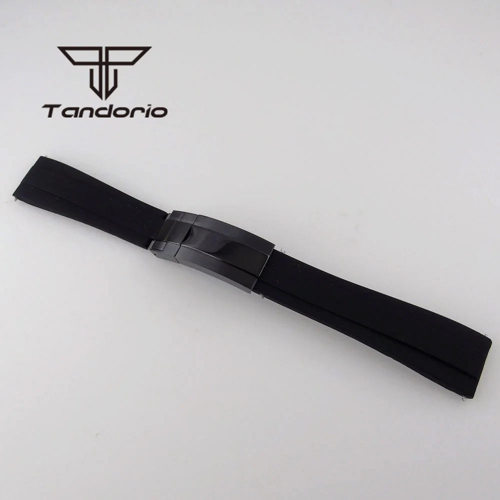 20mm Width Black/Blue/Green Silicone Rubber Strap Watchbands Black/Rose Gold Buckle Watch Spare Parts Accessories