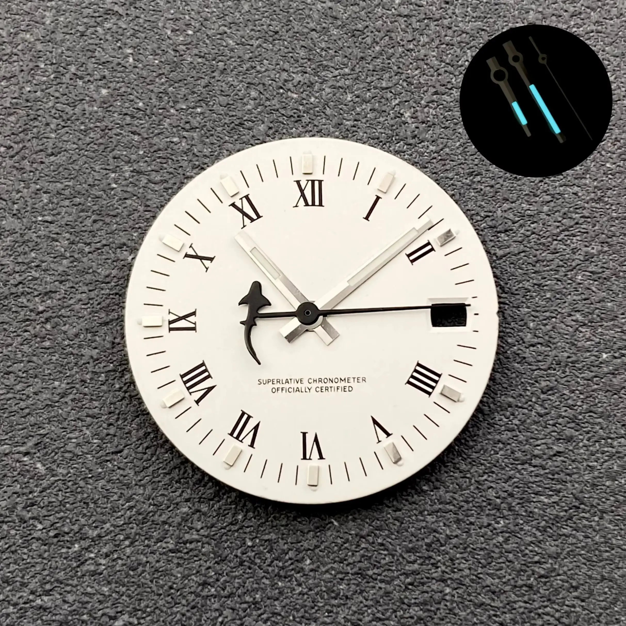 28.5mm NH35 Dial Roman numerals White Vintage No logo Single calendar Fit NH35 NH36 Movement Watch Dial Accessories