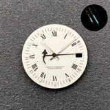 28.5mm NH35 Dial Roman numerals White Vintage No logo Single calendar Fit NH35 NH36 Movement Watch Dial Accessories