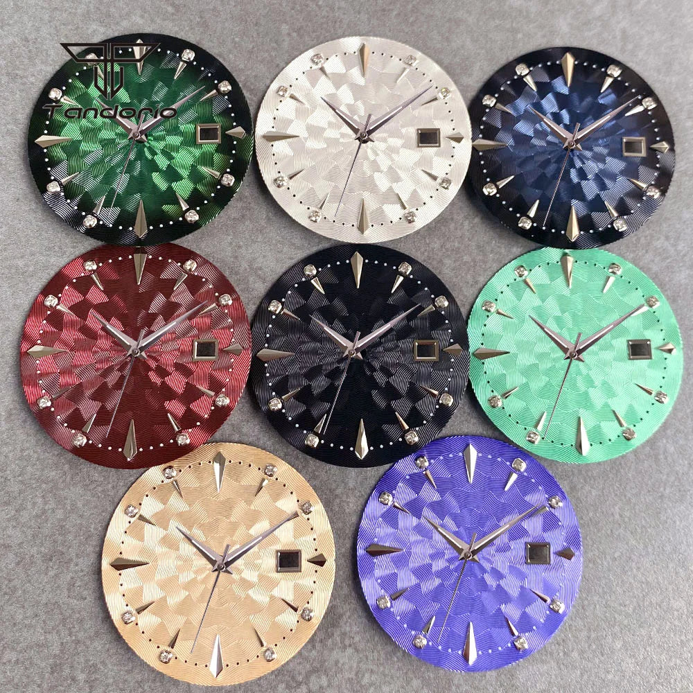 35mm Watch Dial Multicolor Texture Face Date Window Fit NH35 Automatic Watches Sword Hands Set Wristwatch Accessories Mod Parts