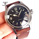 38mm Pilot Watch Tandorio TD158 Vintage Field Watch for Men NH35/ST2130 Sapphire Luminous Glass Back