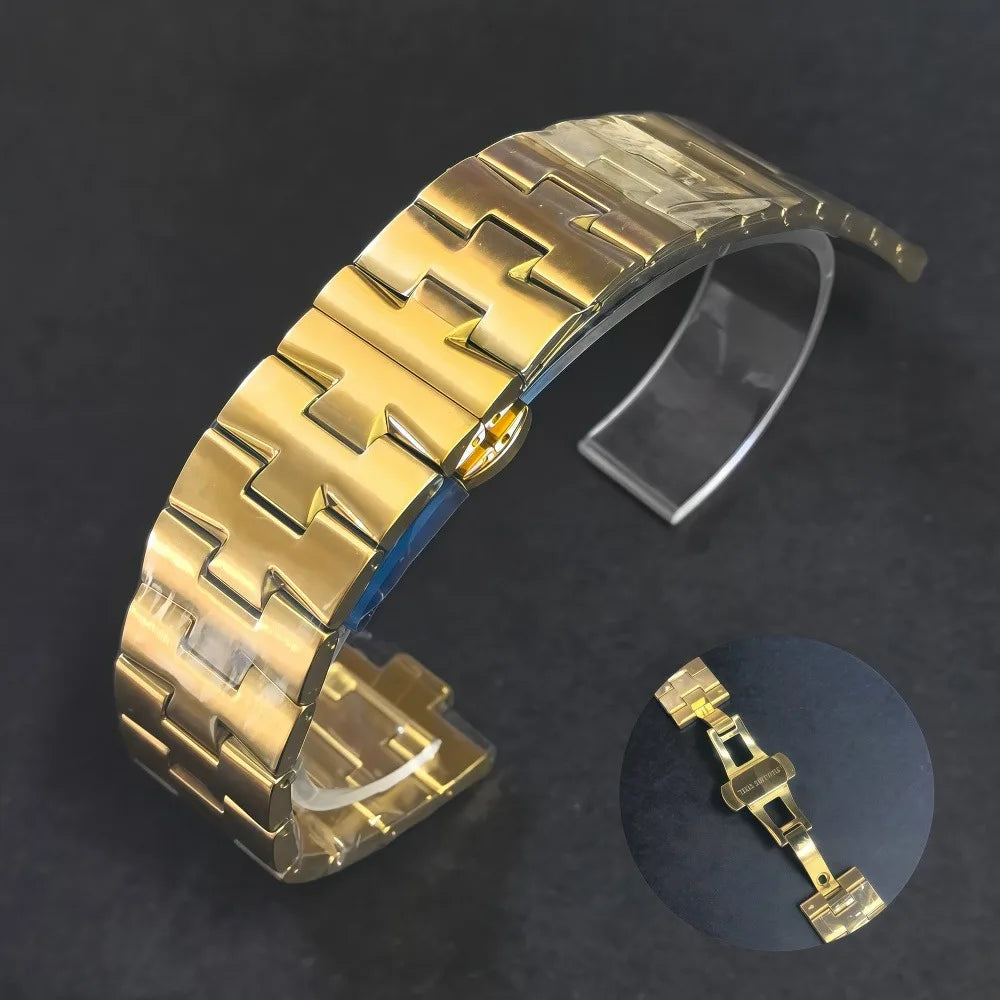 Overseas Watch Case 41mm fit 8215 Movement  Fit 33mm Dial accessories Steel Strap Gold and Silver are Available