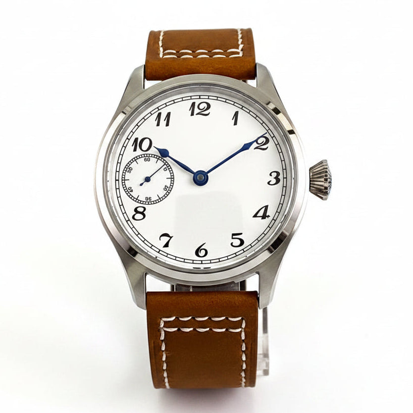 Sterile 42mm Vintage Pilot Watch sub second Asia 6497 Hand-Wind ST3600 Sapphire 5bar