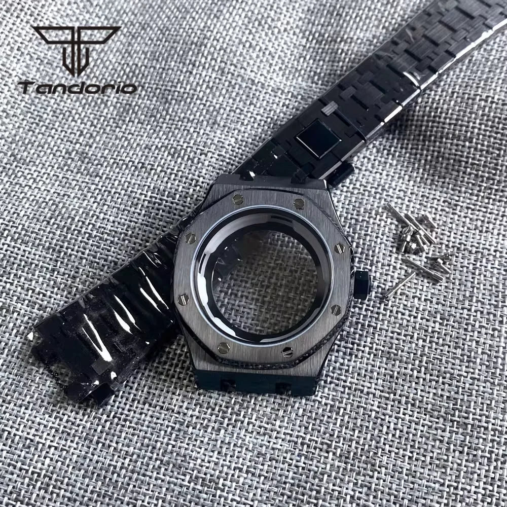 42mm Royal Oak AP Case Stainless Steel Brushed Octagon Watch Case Bracelet Glass Back Chapter Ring Sapphire Glass Fit NH35 NH36 Automatic Movement