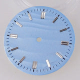 Double bar no date window Nologo 29mm Sand Dune Watch Dial Plate for NH35 NH36 ETA2824 PT5000 ST2130 Silver Hand no date  Watch Parts for Diver Watch Mod
