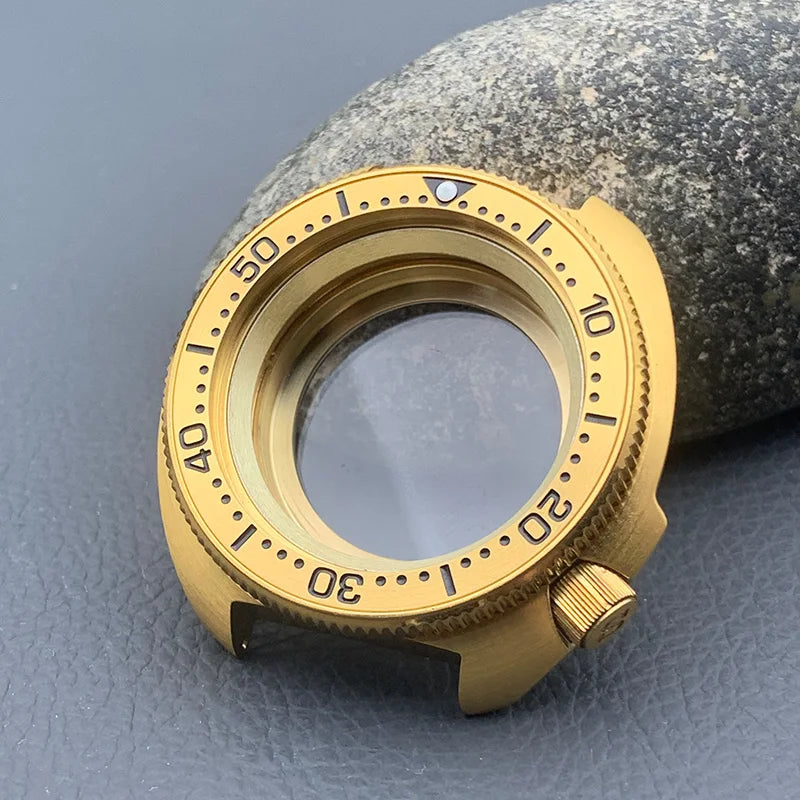 PVD Gold Turtle Abalone Watch Case 6105 6309 Crown at 4.1 Fit NH35 NH36 Movement 200m Waterproof Resistance Diving Men's Watch Case