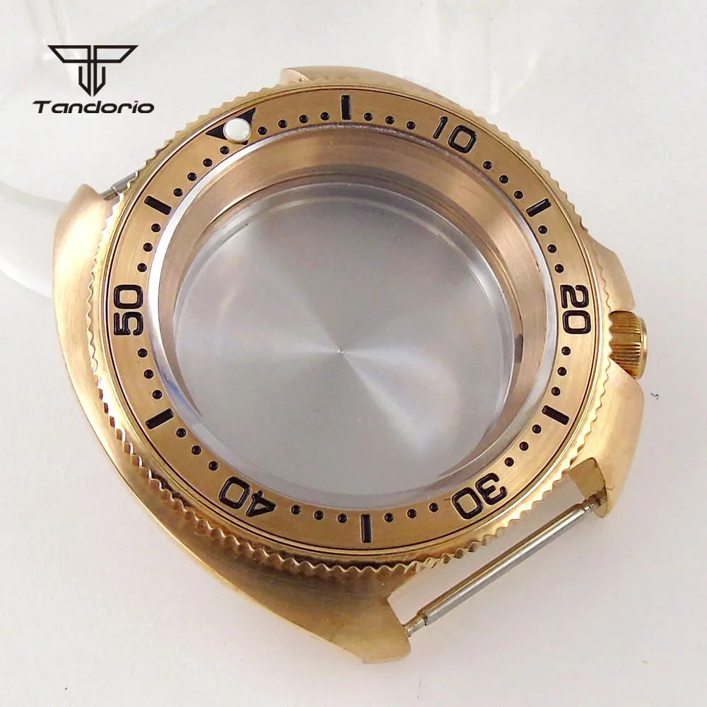 Cusn8 Solid Bronze Turtle Watch Case 200M 44mm Men's Dive Watch Case Sapphire Glass Rotating Bezel Fit NH35 NH36 ETA2824 PT5000 Automatic Movement