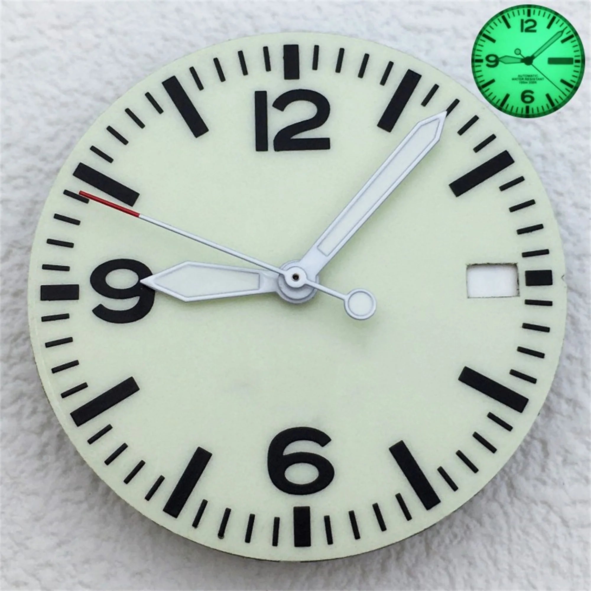 Full Luminous Dial 29mm dial Black White Dial With Hands Fit NH34 NH35 NH36 Movement Green Luminous Watch parts
