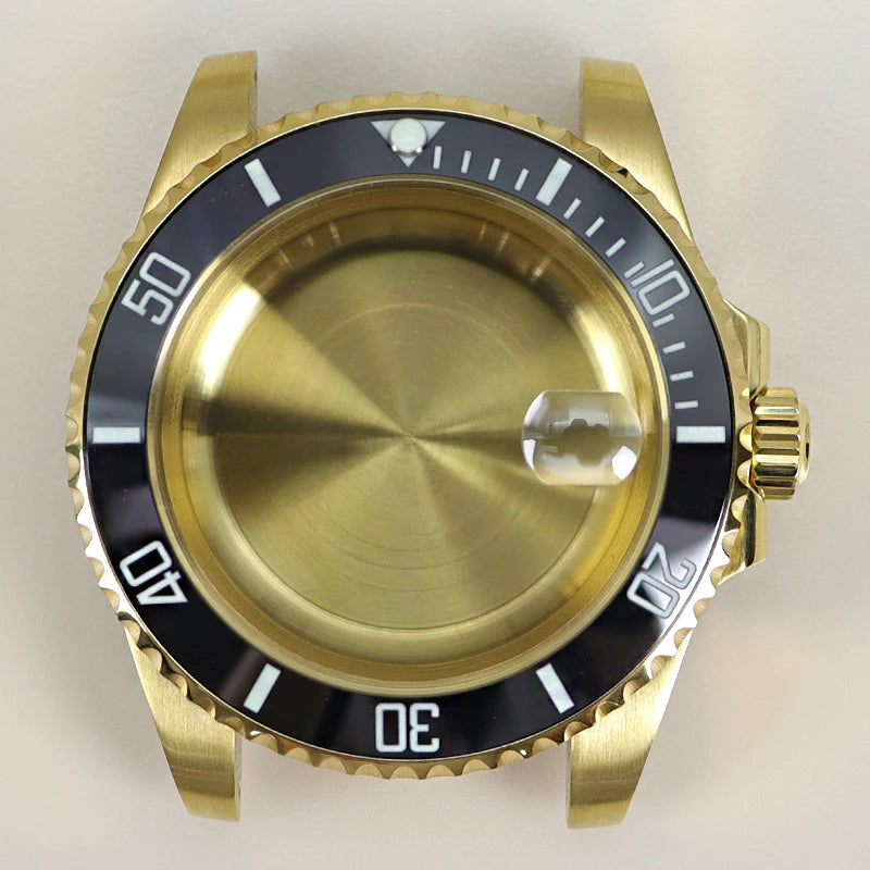 40MM PVD Gold Submariner Watch Case  GMT Yacht Master Polish Strap Sapphire Glass For NH35 NH36 NH34 NH38 Miyota 8215 Eta 2824 GMT SUB Yacht 20ATM waterproof