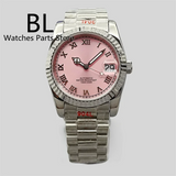DateJust Dress Watch BLIGER BL001 36mm39mmPink Dial NH35A Automatic 904 Stainless Steel Fluted Bezel Sapphire Diamond Roman Marks
