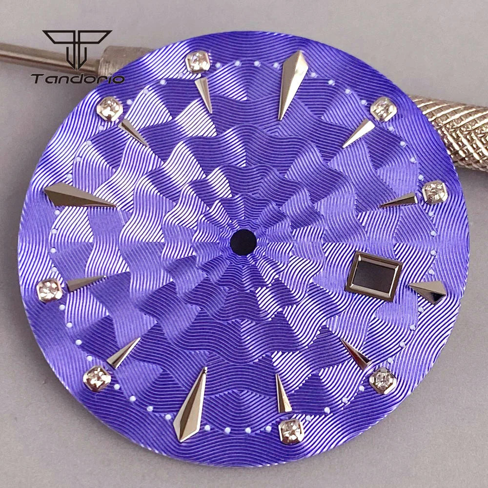 35mm Watch Dial Multicolor Texture Face Date Window Fit NH35 Automatic Watches Sword Hands Set Wristwatch Accessories Mod Parts
