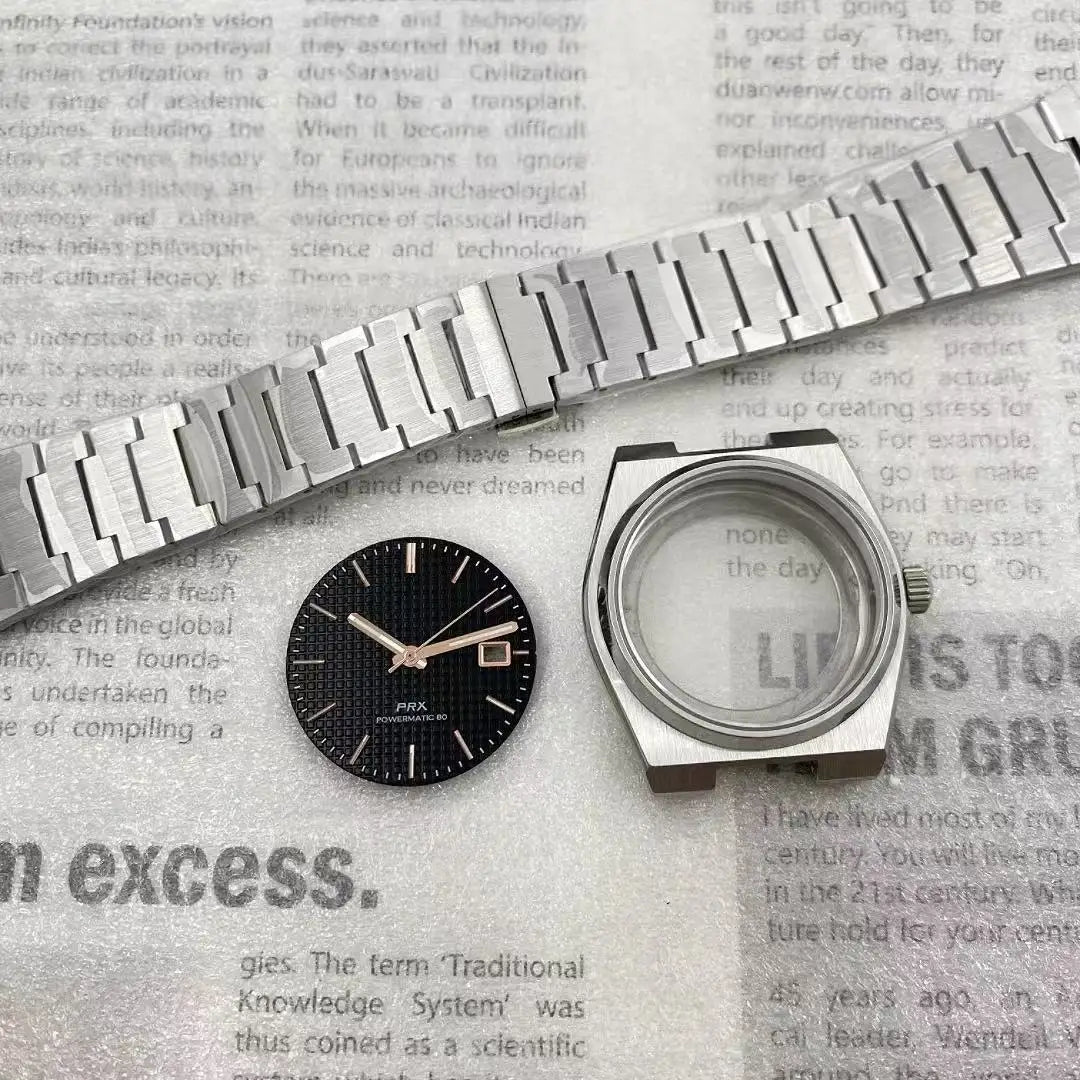 Gold / Rose Gold / PVD Black PRX case 40mm Automatic Modified Case Strap Set Fits Supe Player Prx NH35 NH36 Movement Sapphire Glass Penetrating