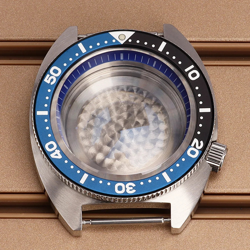 41mm Mod Turtle Watch Case Sapphire Glass Waterproof For Abalone/tuna mouth Captain Willard TMI NH35 NH36 NH38 4R Movement Stainless Steel Watch Accessories