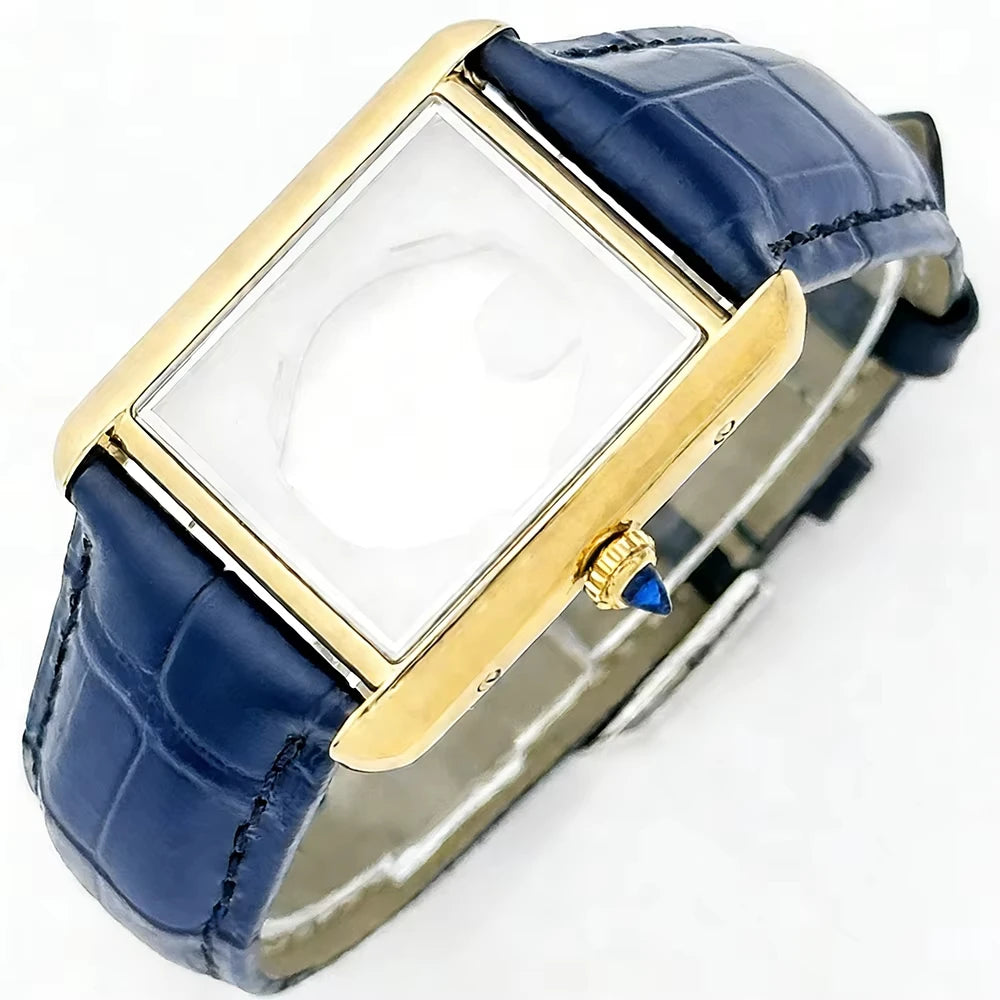 Women Tank Watch Case Roman Markers 27*35mm No Logo For Seiko VJ24 Quartz Movement Mod Parts
