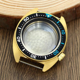41mm Gold PVD Captain Willard Watch Case Domed Sapphire Tuna Turtle for Seiko MOD NH35 NH36 NH34 4R36 Movts Abalone Screw Crown