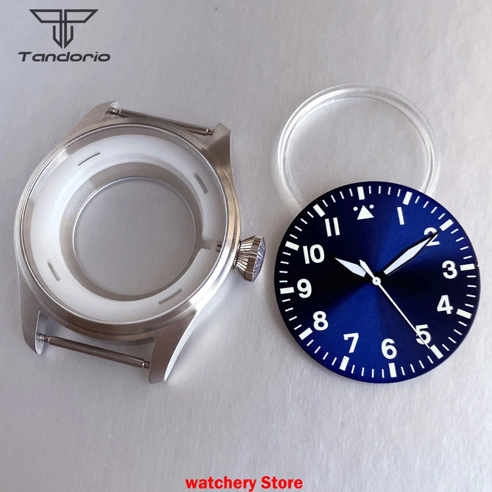 43mm Pilot Watch Case 38mm Dial for NH34 NH35 NH36 NH38 ETA2824 PT5000 ST2130 Movement Sapphire Glass 20ATM  Glass Back
