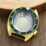 41mm Gold PVD Captain Willard Watch Case Domed Sapphire Tuna Turtle for Seiko MOD NH35 NH36 NH34 4R36 Movts Abalone Screw Crown