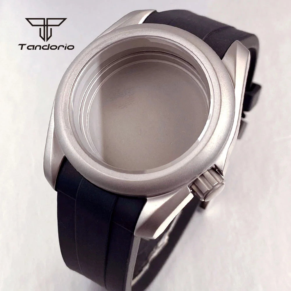 40mm Steel/Titanium Tandorio Pilot Watch Case Sapphire 3.8 Crown Waterproof Fit NH35 NH36 ETA2824 PT5000 Movt Thick Round Bezel