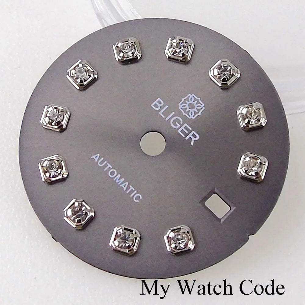 Dial Face fit NH05 NH06 NH07 Watch Movt 20.5mm Sunburst Watch Dial with Rhinestone Markers for 26mm Lady Watch Parts Mod