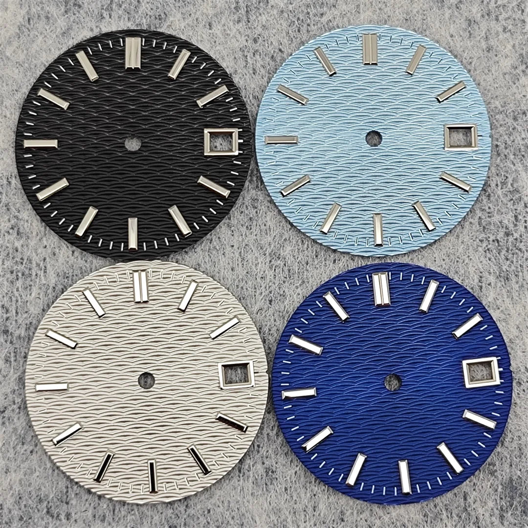 28.5mm Watch Dial For Engineer Mod NH35 Ripple Wave Textured Surface No Luminescence Watch Faces