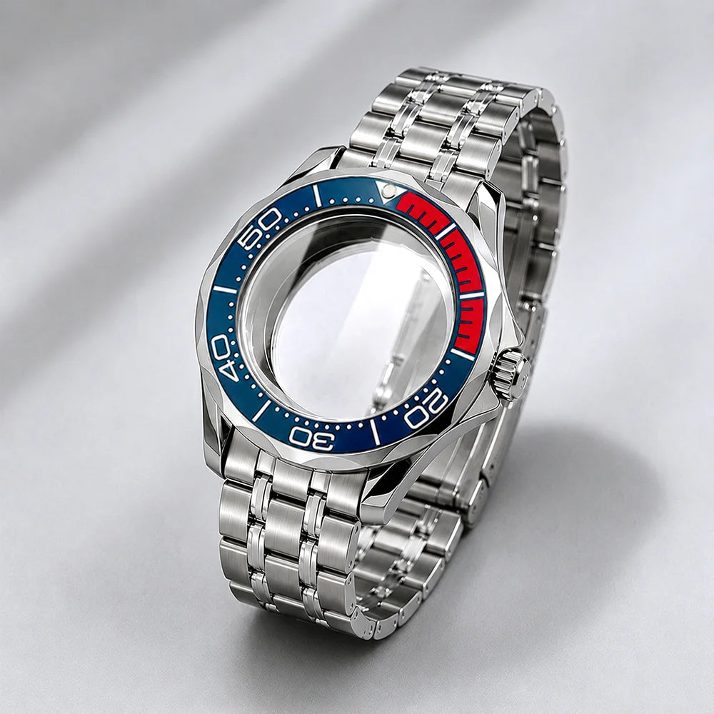 NEW 42mm Seamaster Case with 38mm bezel for NH34/35 NH36 movement Sapphire 10ATM Stainless steel watch box dual crown