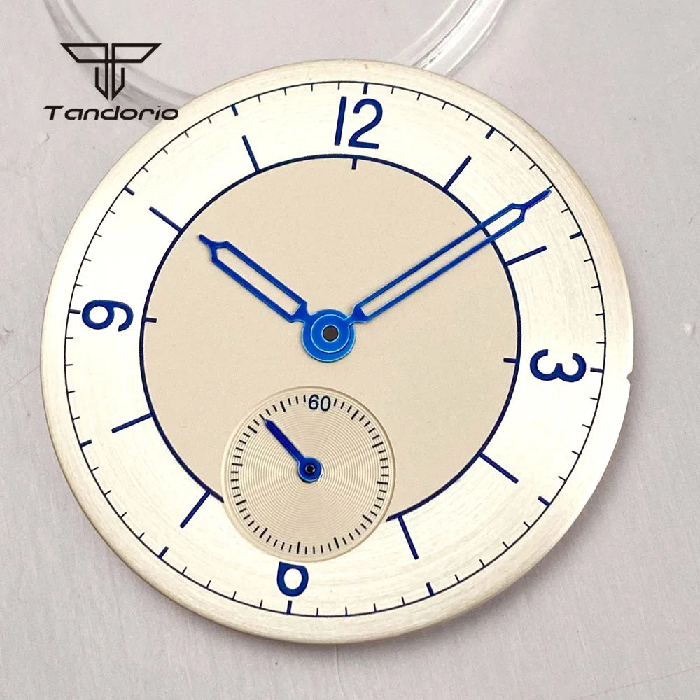 31mm dial set for ST1701 Dial+Blue Hands Set Sterile Retro watch Face 6 o'clock Sub Second Silver/Beige