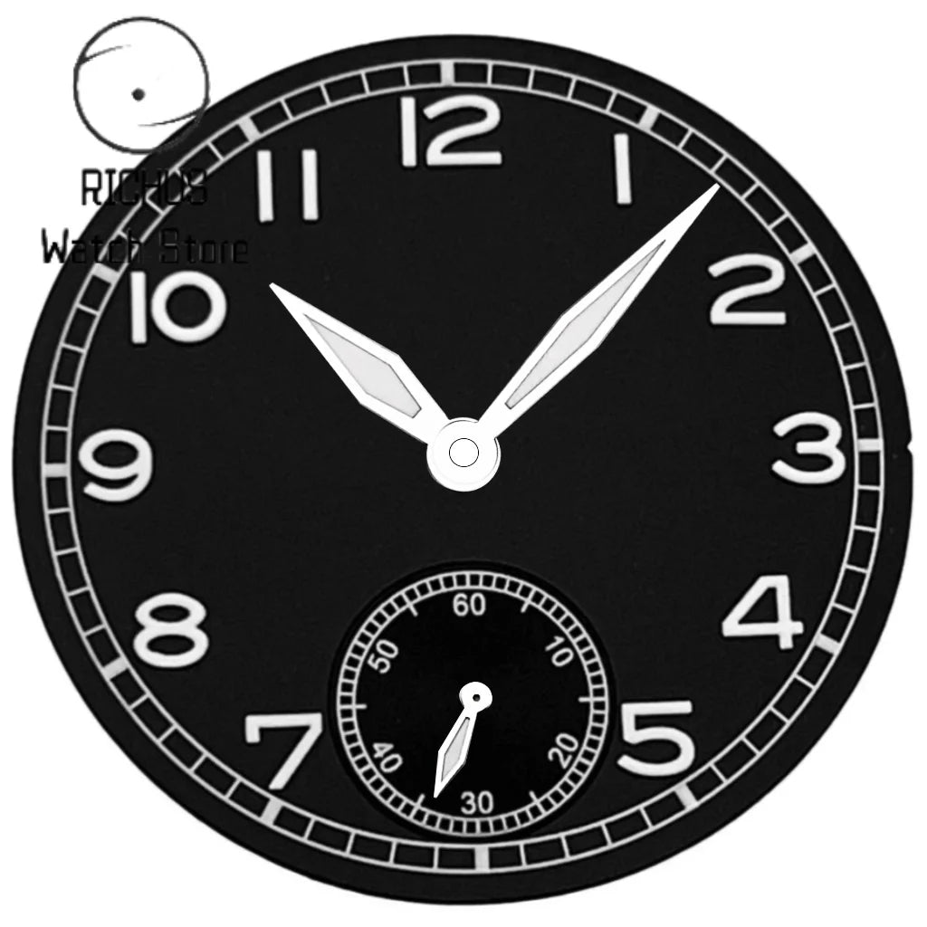 37mm Sterile Watch Dial & Hands Set Green Luminous Sub Seconds Dial Fit ETA6498 ST3621 Movement Watch Mod Parts