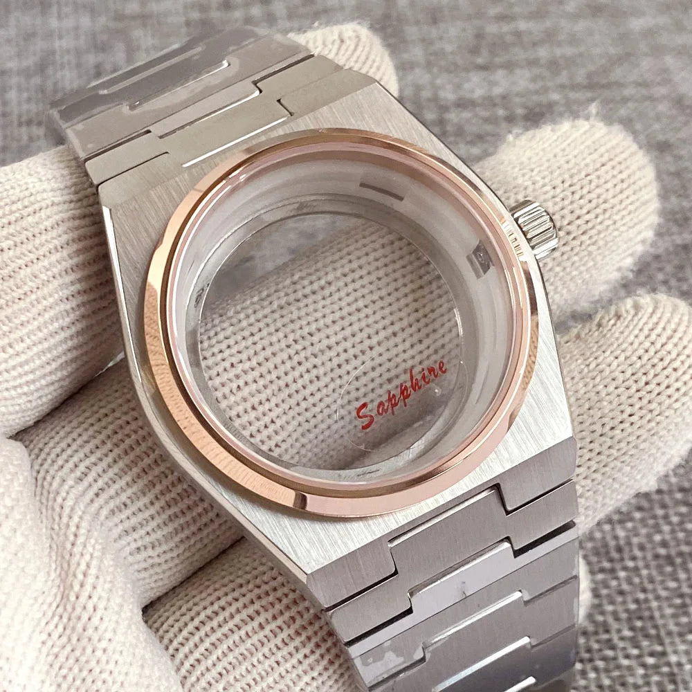 40mm PRX Case Silver Fluted 100m Waterproof For Super Player Sapphire Glass Watch Case Fit NH34 NH35 NH36 NH38 Movement