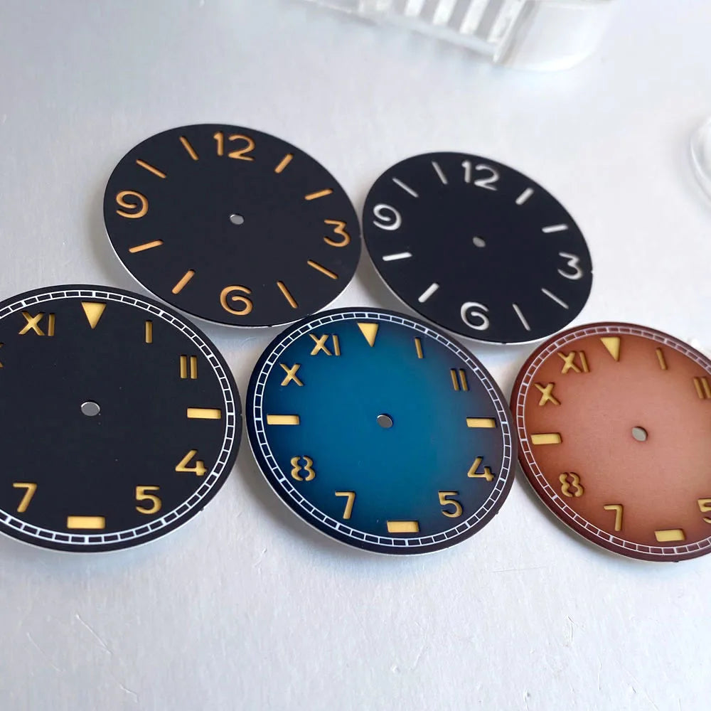 35mm California Black Coffee Watch Dial Hand Roman Numeral fit NH35A NH36A Miyota 8215 PT5000 ETA 2824