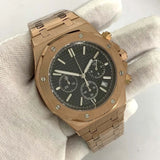 Rose Gold Quartz Royal Oak Octagon Watch Customized LOGO  Chronograph 41mm Japanese VK63 Movement Sapphire 3ATM