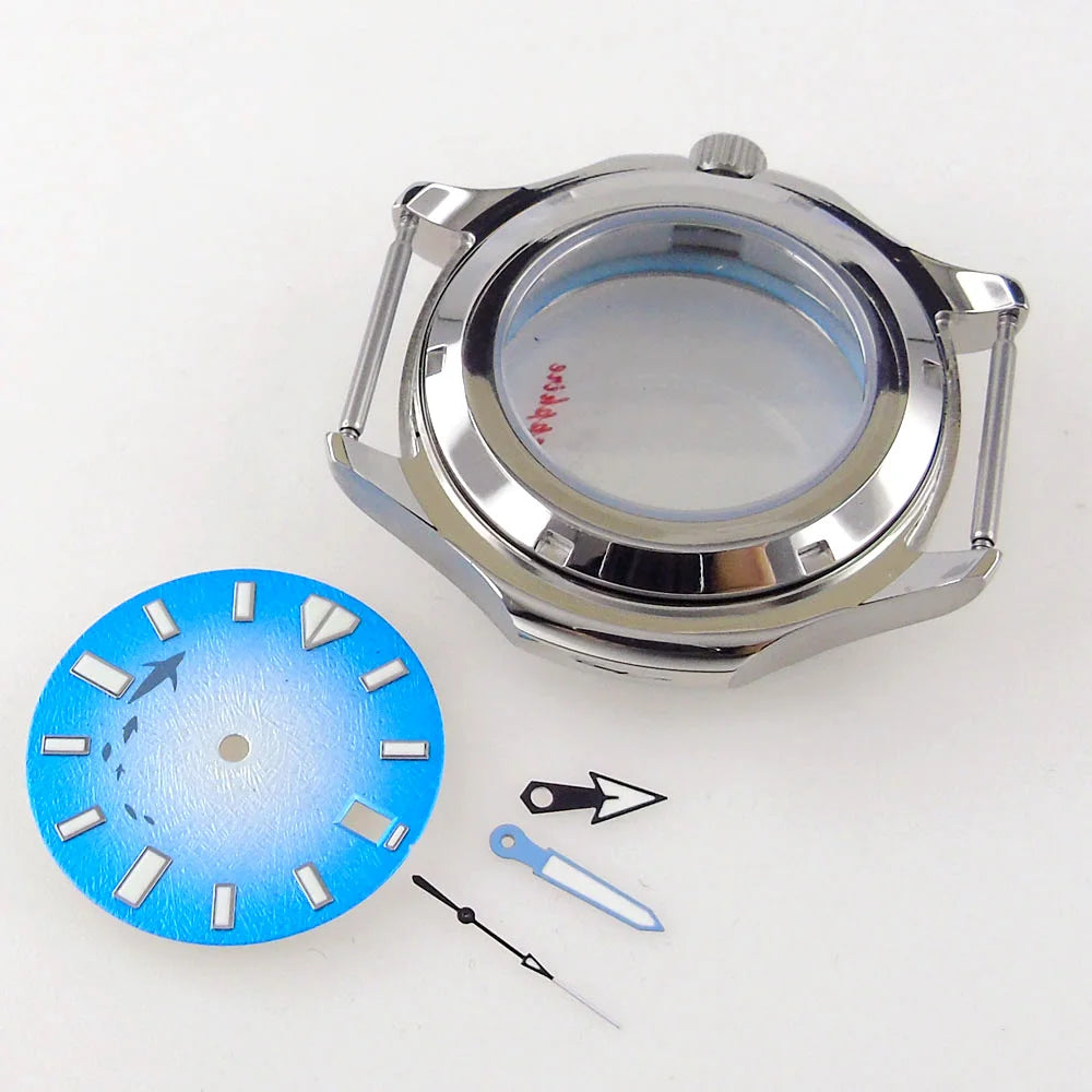 316L stainless steel case 40mm Square Watch Case Parts for NH34 NH35 NH36 NH70 NH72 NH38 NH39 Blue Chapter Ring Sapphire Crystal