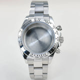 39mm VK63 watch Case Chronograph Silver 316 Stainless Steel Quartz Movement Watch Accessories Fits 20mm Strap