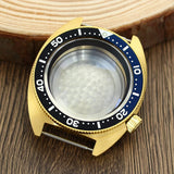 41mm Gold PVD Captain Willard Watch Case Domed Sapphire Tuna Turtle for Seiko MOD NH35 NH36 NH34 4R36 Movts Abalone Screw Crown