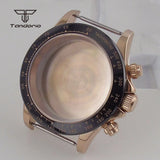 39mm Quartz Watch Case+Watchband Sapphire Glass Fit VK63 VK64 Movt Multi-Functional Chronograph Men Wristwatch Accessories Parts