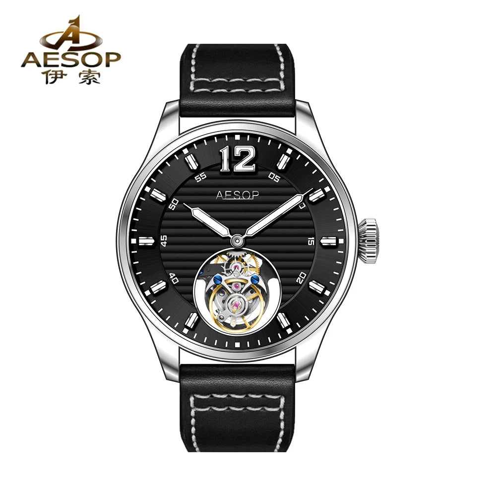 AESOP New Flying Tourbillon Movement Wrist Watch For Men Skeleton Mec ...