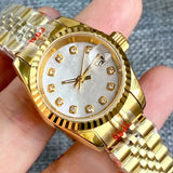 26mm Lady Watch Dress Silver Rose Gold Fluted Bezel  Pink MOP Diamond Dial Sapphire NH05 Automatic movement Watches for Women