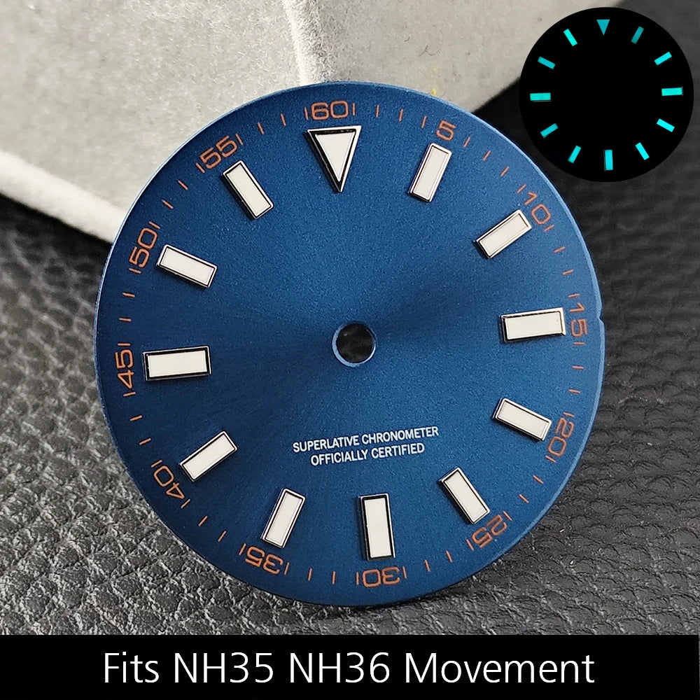 28.5MM Watch Dial Luminous Dial Fit NH35/M8215/E2824 Movement Accessories Watch Parts Watch For man Sterile Dial NH35 Hands