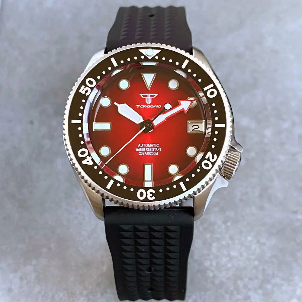 Stainless Steel / Titanium SKX013 Mod 37mm Tandorio TD248A 20ATM Diver Sapphire NH35 Automatic 3.8 Crown