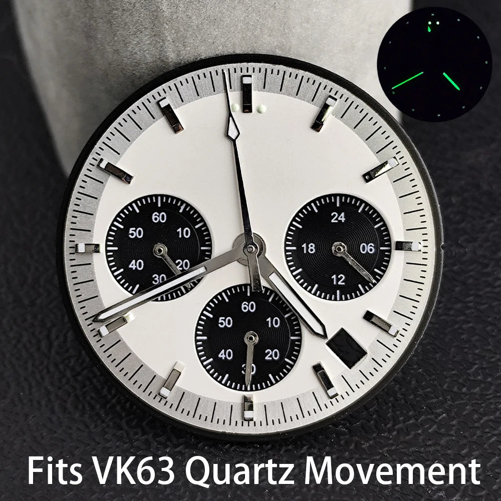 40mm Speedmaster Watch Case Stainless Steel  For VK63 VK64 Chronograph Quartz Movement Mineral Moon Foorprint Sterile Caseback