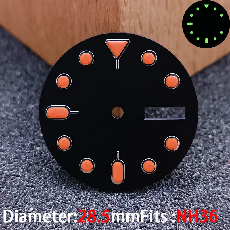 28.5mm Day-Date Dial for NH36 watch dial Green luminous Mod accessories parts 13 colors