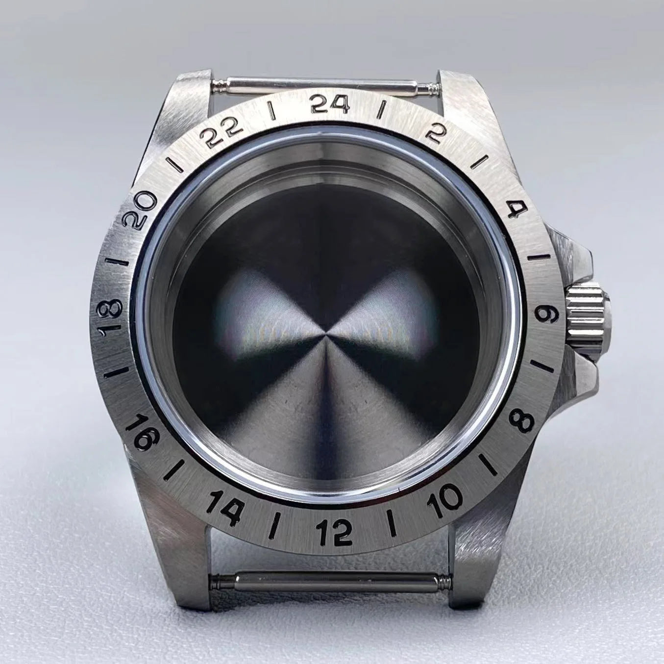 39mm EXP 24 Hour GMT Watch Case Fixed Bezel  Sapphire for NH35/NH36 Movement Frosted Steel Strip