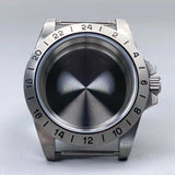 39mm EXP 24 Hour GMT Watch Case Fixed Bezel  Sapphire for NH35/NH36 Movement Frosted Steel Strip